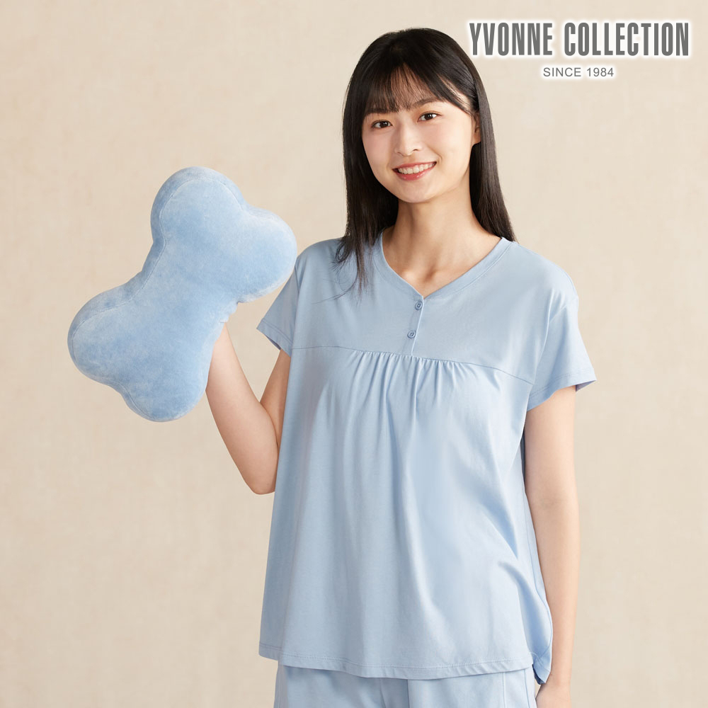 YVONNE COLLECTION素面車用骨頭頸枕-海島藍