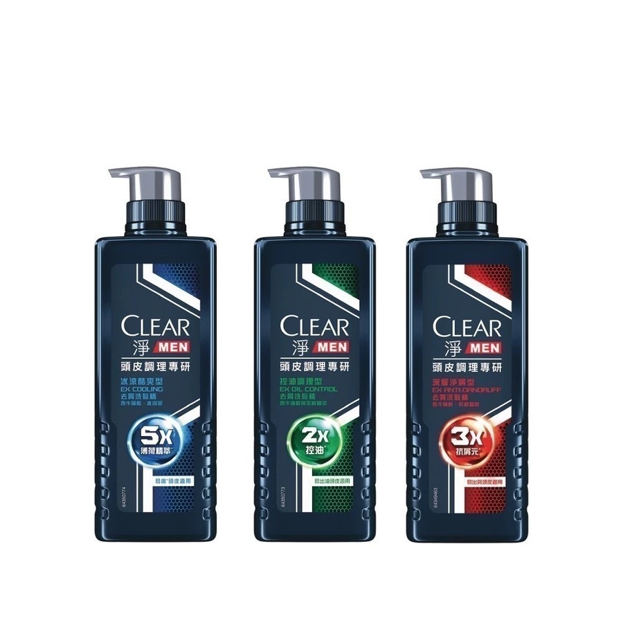 【CLEAR淨】男士頭皮調理專研去屑洗髮精 570G(2入組)/ 冰涼酷爽型 x1+深層淨屑型 x1