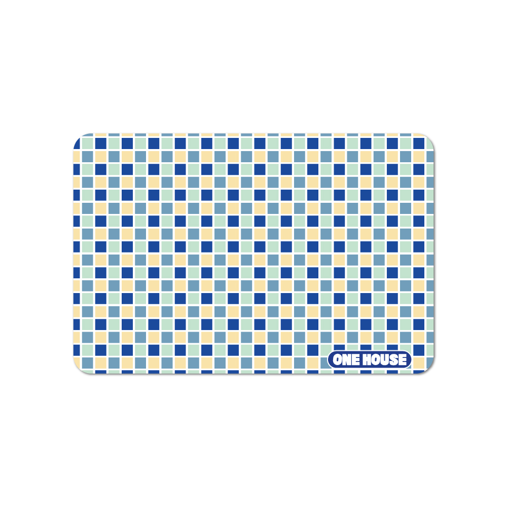 【ONE HOUSE】希臘原創珪藻土瀝水軟墊(45x30CM 1入)/ 馬賽克藍