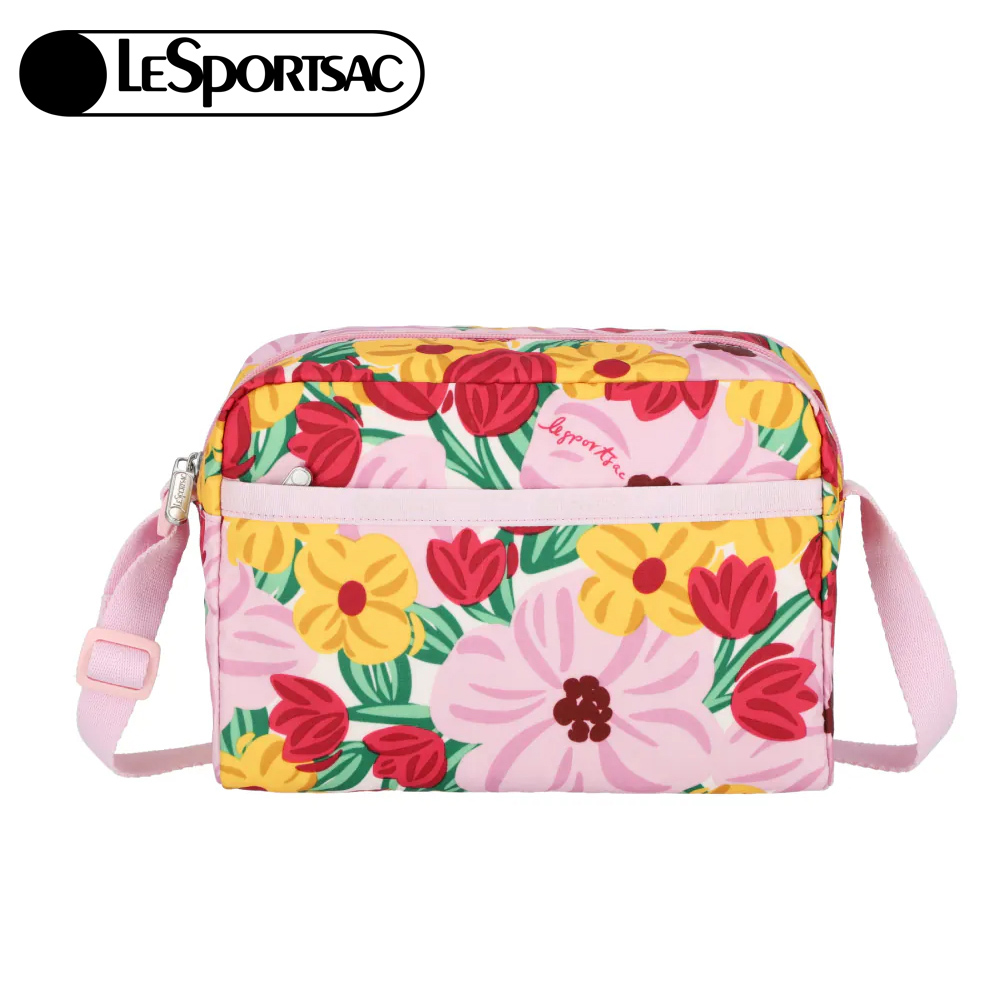 Lesportsac 花卉拉鍊斜背包 側背包/ 粉紅花漾