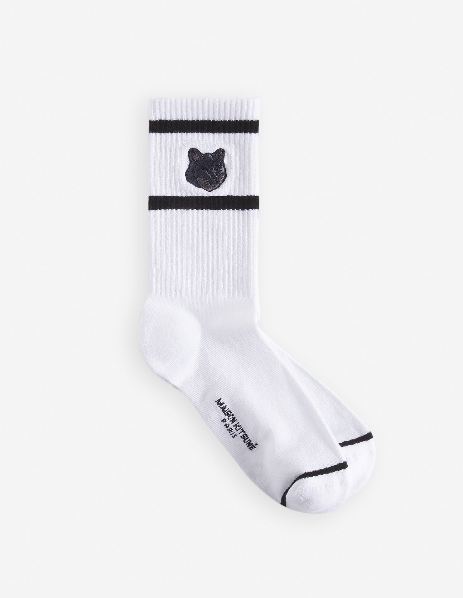 MAISON KITSUNÉ 寧靜黑變化狐狸頭LOGO運動襪/ 36