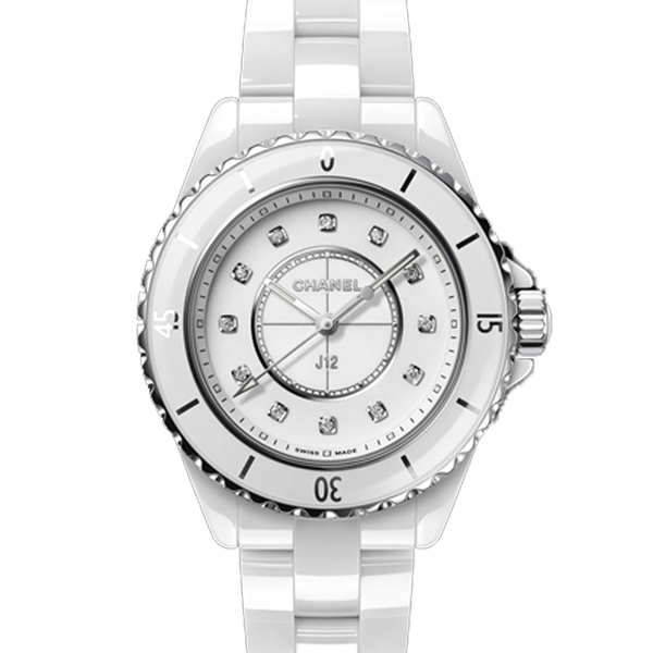 【Chanel 香奈兒】J12系列 白陶瓷 H5703 時鑽 石英款 33mm