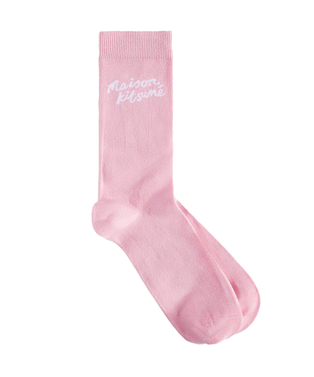MAISON KITSUNÉ 秋海棠粉手繪LOGO中筒襪/ 36