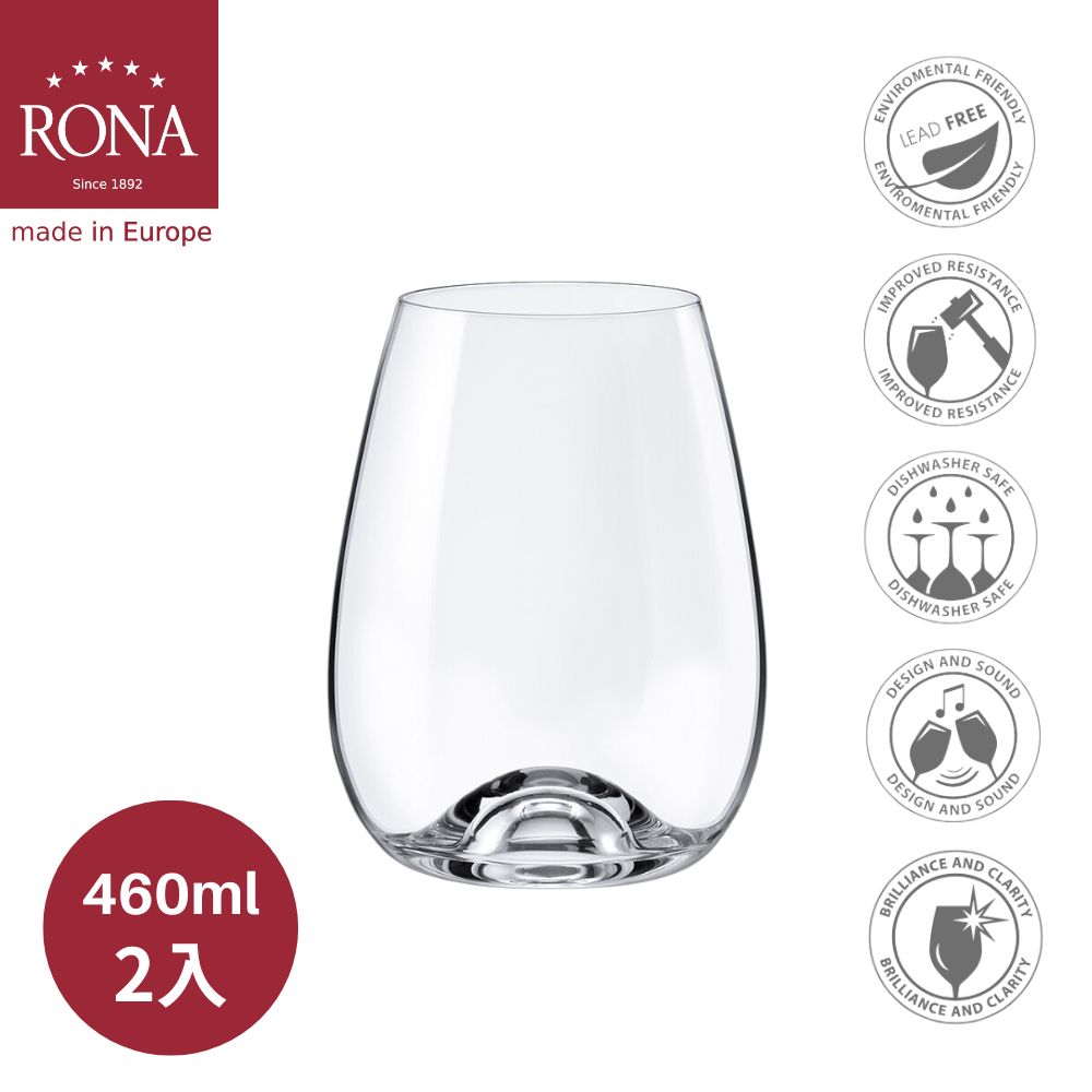 RONA/Drink Master專業無梗O型杯/波爾多杯440ml-2入組