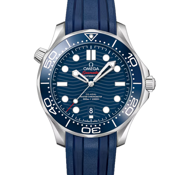 【OMEGA 歐米茄】海馬系列 潛水三百米 藍海馬膠帶款 42mm