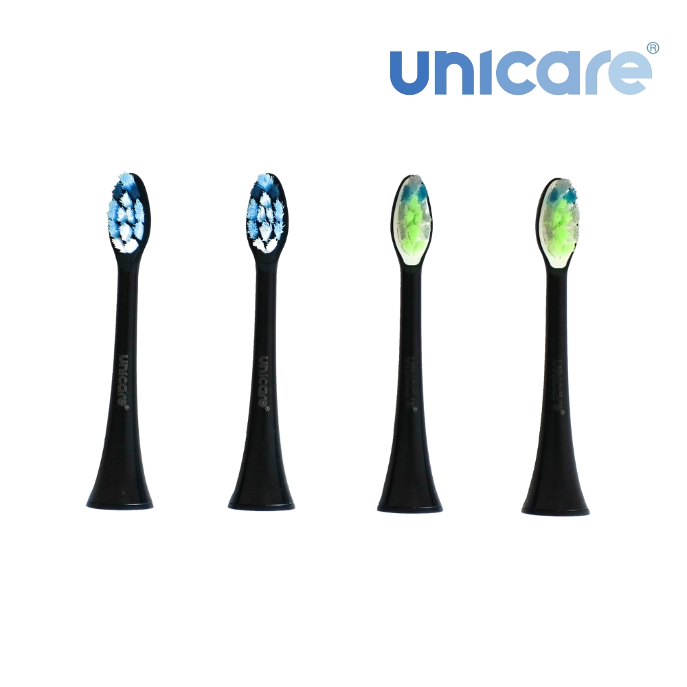 unicare®音波電動牙刷原廠替換刷頭四入組_(黑)