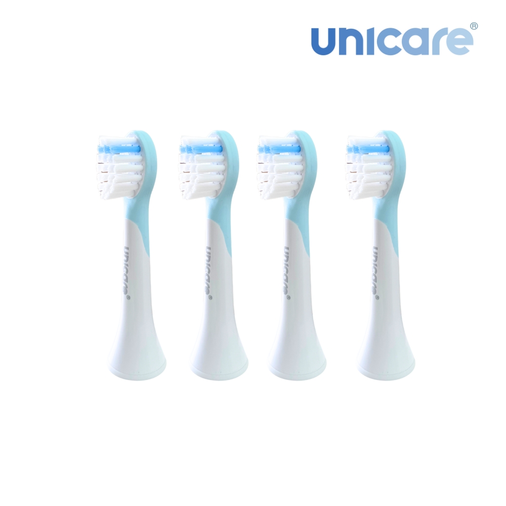 unicare® unibear兒童訂製電動牙刷替換刷頭四入組_(藍色)