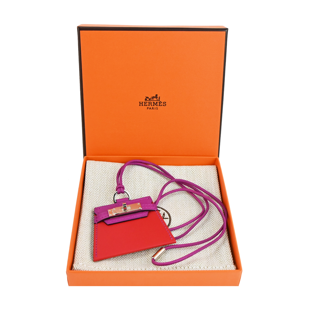 Hermes 愛馬仕 Monpetitkelly Swift小牛皮雙色kelly吊墜(紅心/玫瑰紫)/平行輸入