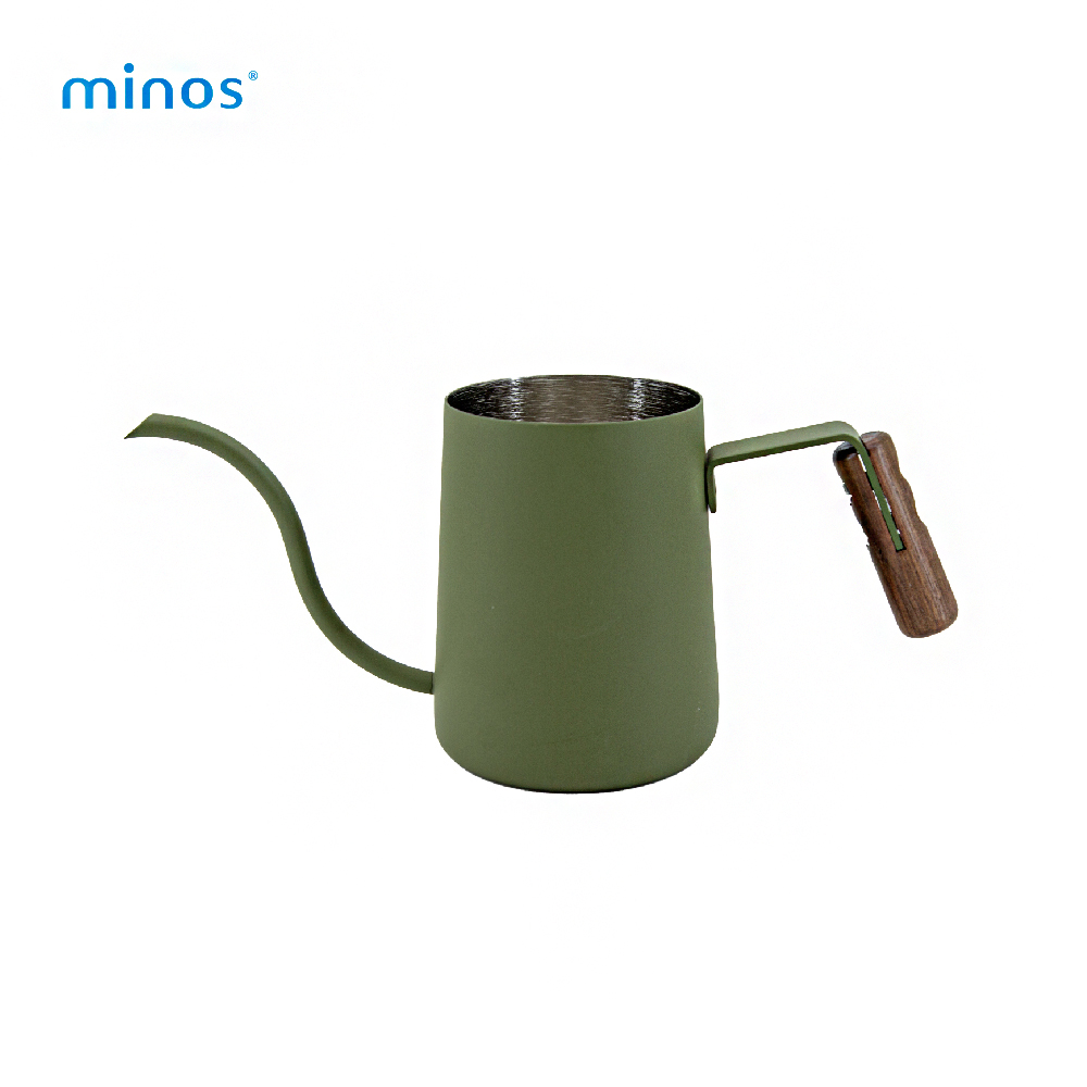 minos 胡桃木手沖壺 300ml/ 軍綠