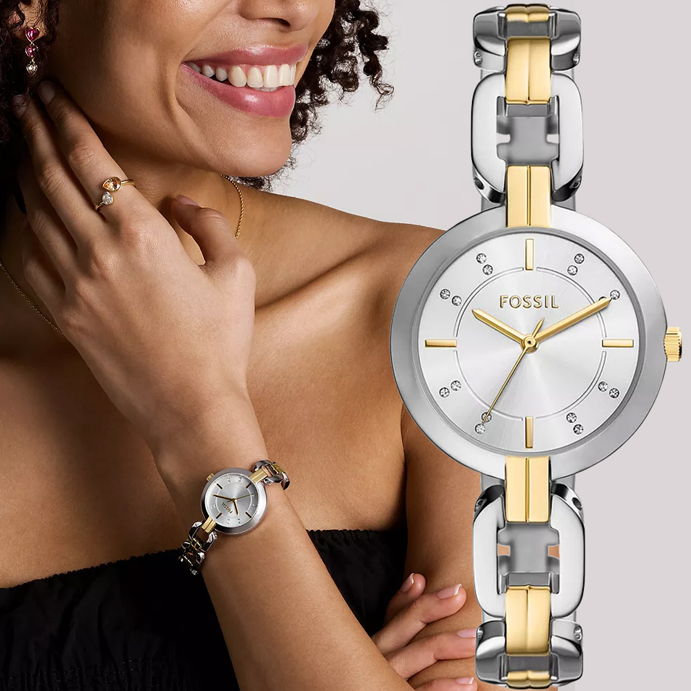 FOSSIL Kerrigan 晶鑽大三針雙色女錶-銀x金32mm BQ5000 | 誠品線上 display picture 3