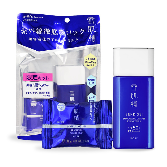 KOSE 高絲 雪肌精 輕水感UV防曬乳組[防曬乳60g+潔顏皂10g]-公司貨