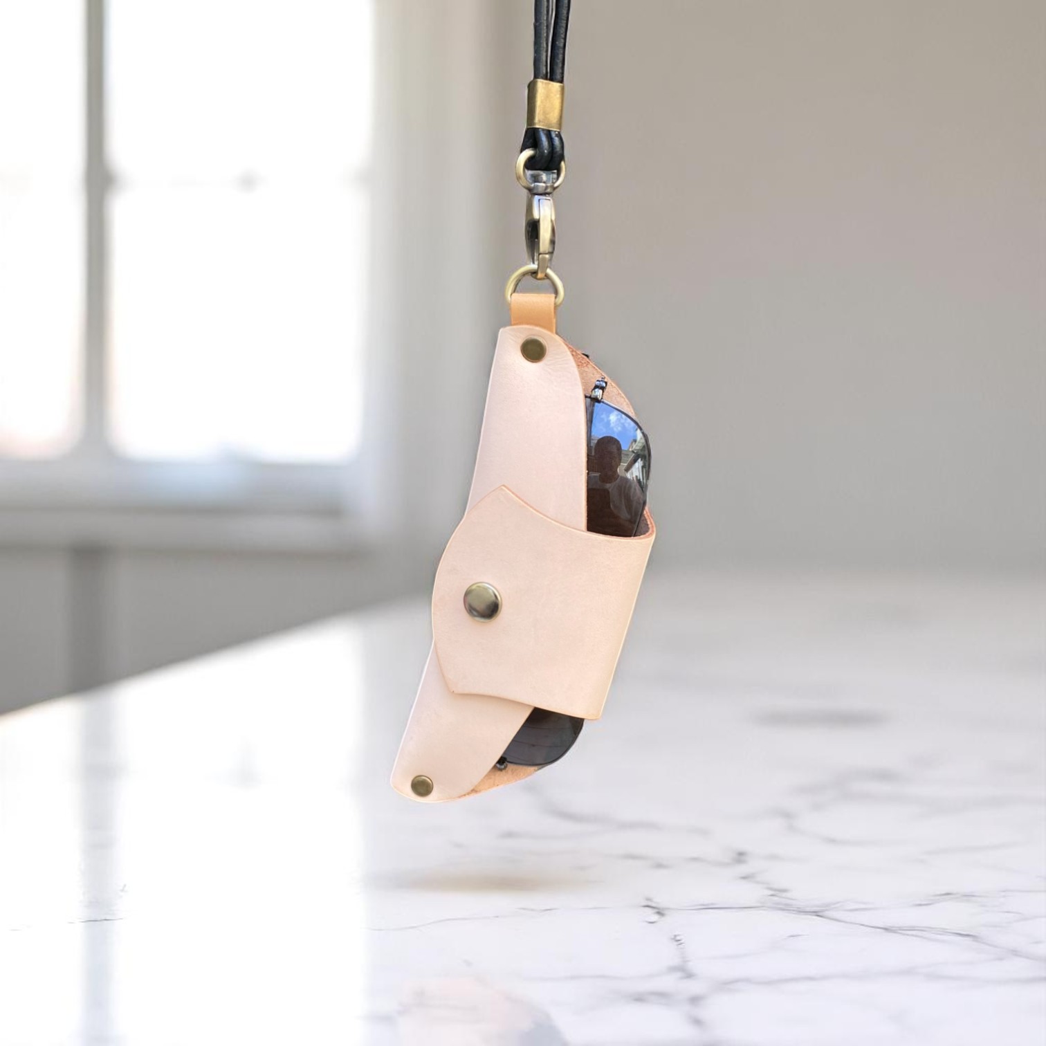 DUAL/ 手工牛皮隨行眼鏡包/ 手感原色