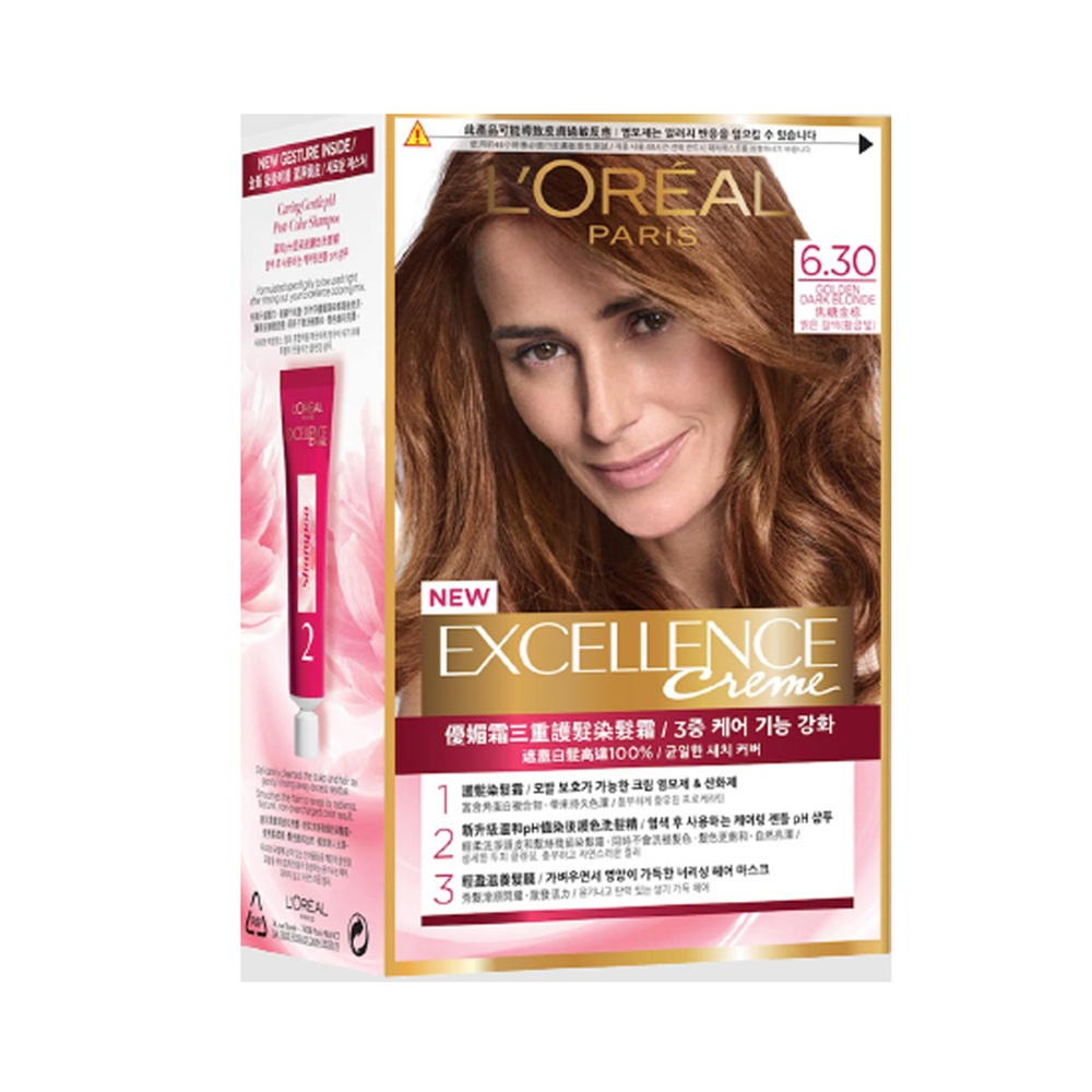 【L'Oreal Paris 巴黎萊雅】優媚霜三重護髮染髮霜6.30(焦糖金棕) 公司貨