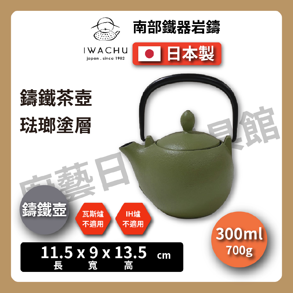 岩鑄｜0.3L 3型 急須 鑄鐵壺｜附濾網｜南部鐵器｜琺瑯塗層｜多色｜/ 艶消若草色