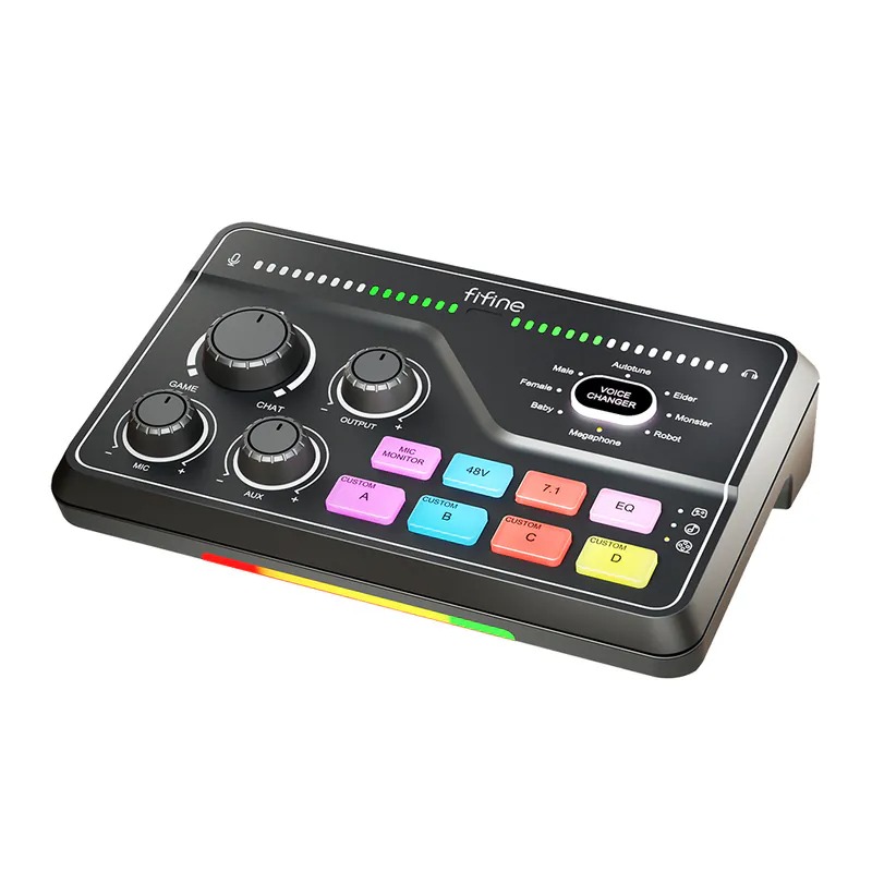 FIFINE SC8 RGB音訊混音器USB直播聲卡