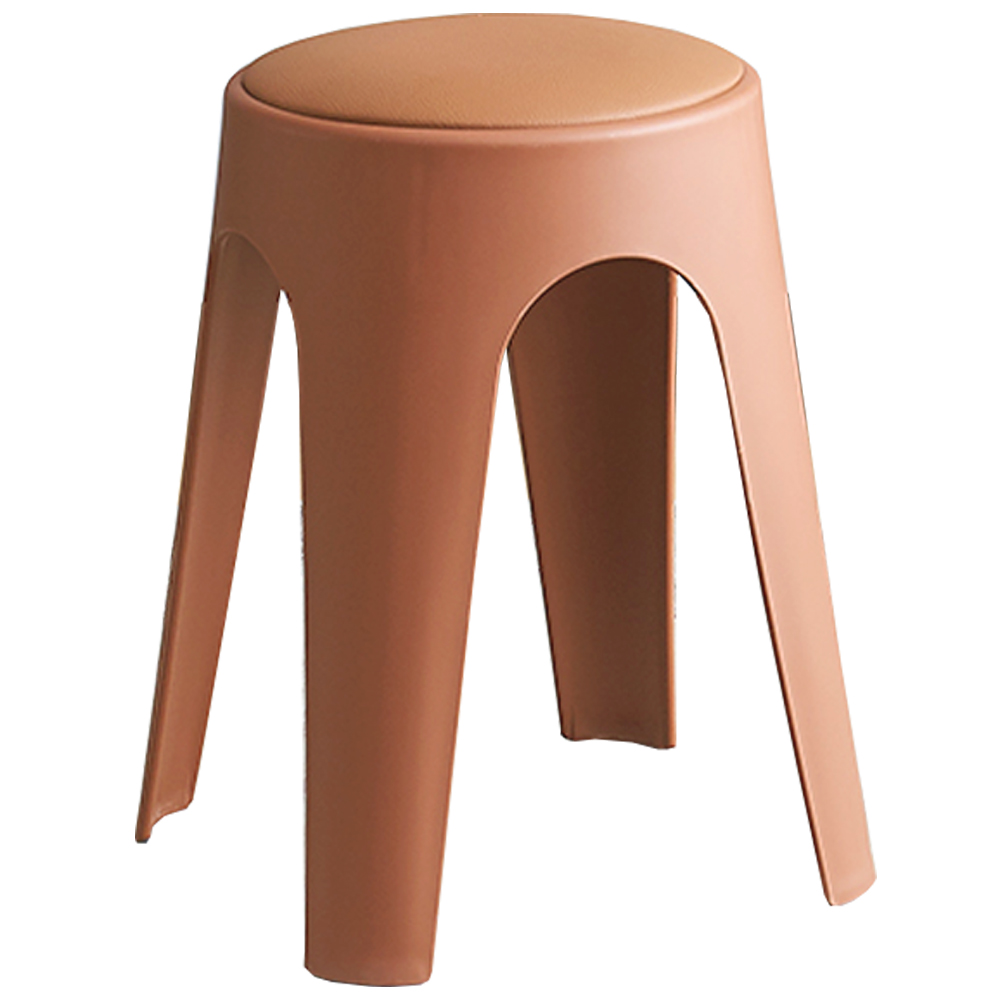 【AOTTO】莫蘭迪貓抓皮加厚疊加圓凳椅凳-深橘色(2入)