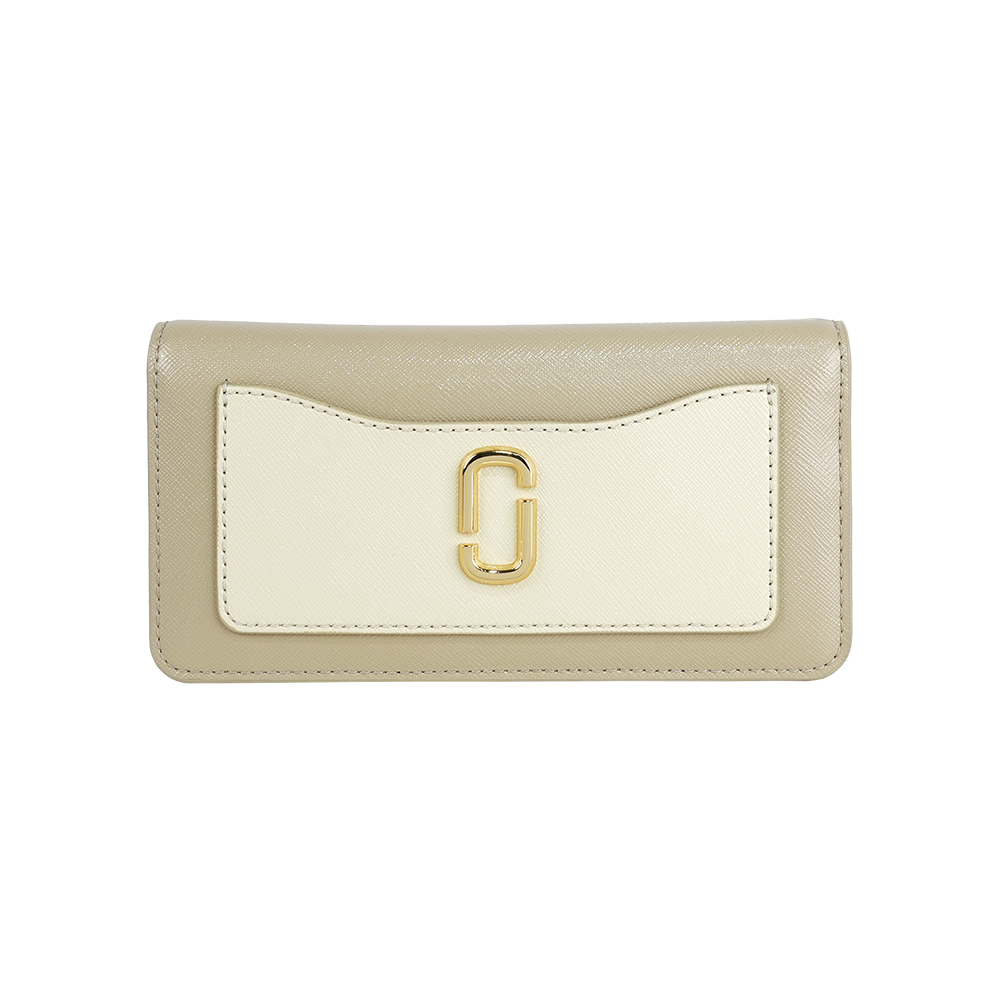 【MARC JACOBS】The Utility Snapshot 撞色防刮皮革釦式二折長夾(卡其色)/ 平行輸入