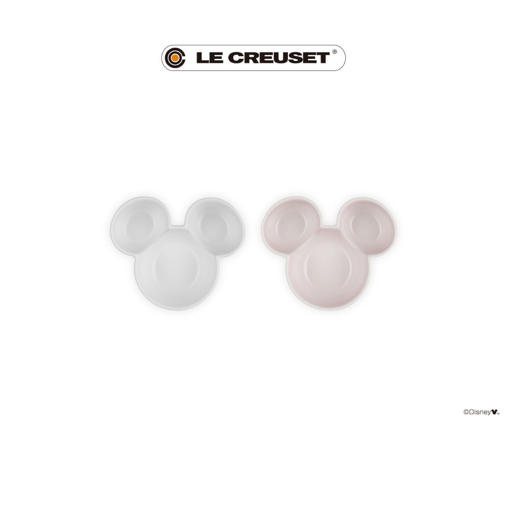 LE CREUSET瓷器迪士尼米奇系列迷你醬料碟/ 170ml/ 2入組/ 棉花白+貝殼粉