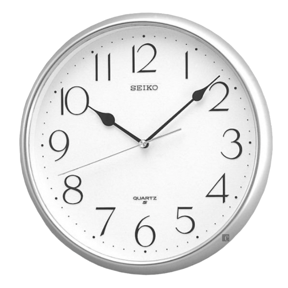 SEIKO 精工 指指針式數字時鐘 掛鐘-銀框 (QXA001S)