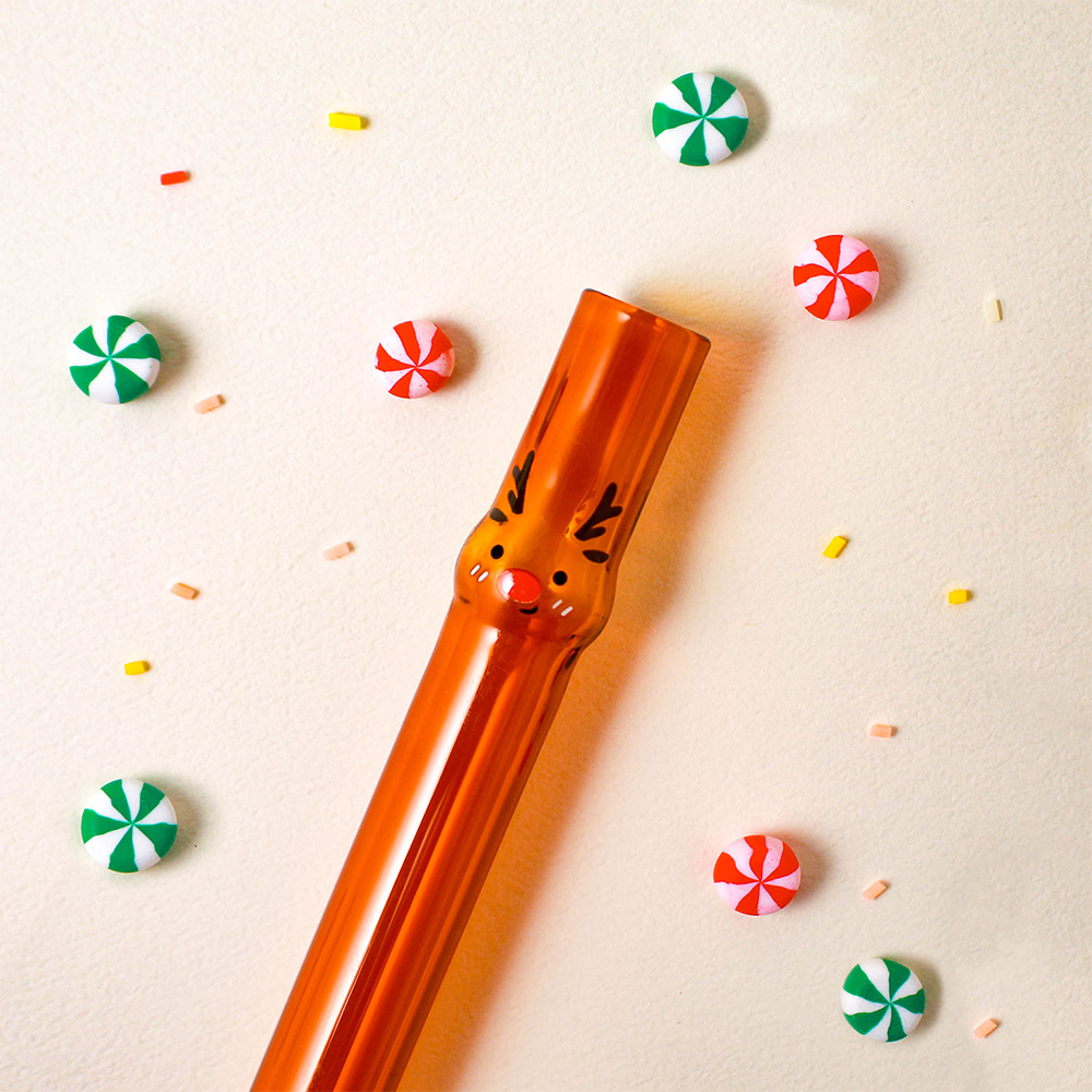 好玻GOODGLAS麋鹿造型玻璃吸管