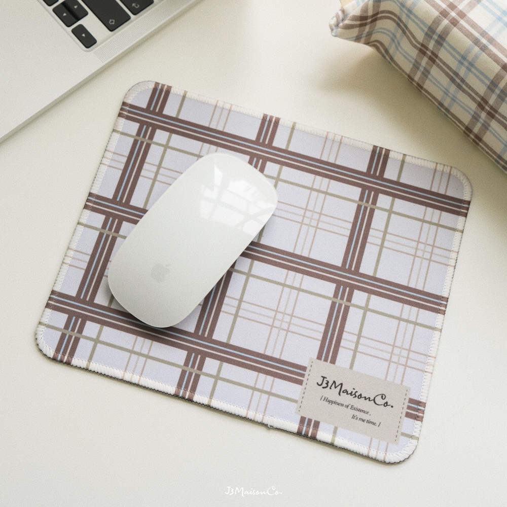 J3MaisonCo. Classy style 滑鼠墊 (3color)/ White 白色綠格
