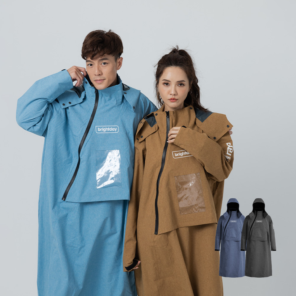 【OutPerform-奧德蒙雨衣官方直營】ACE半斜開雙拉鍊防水透氣連身式雨衣/ 卡其/ 2XL