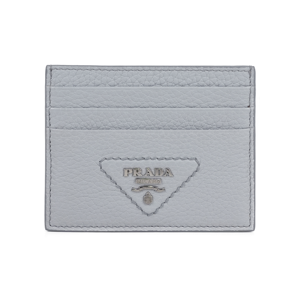 【PRADA】縫線三角Logo 6卡名片夾/卡片夾(矢車菊藍)/ 平行輸入