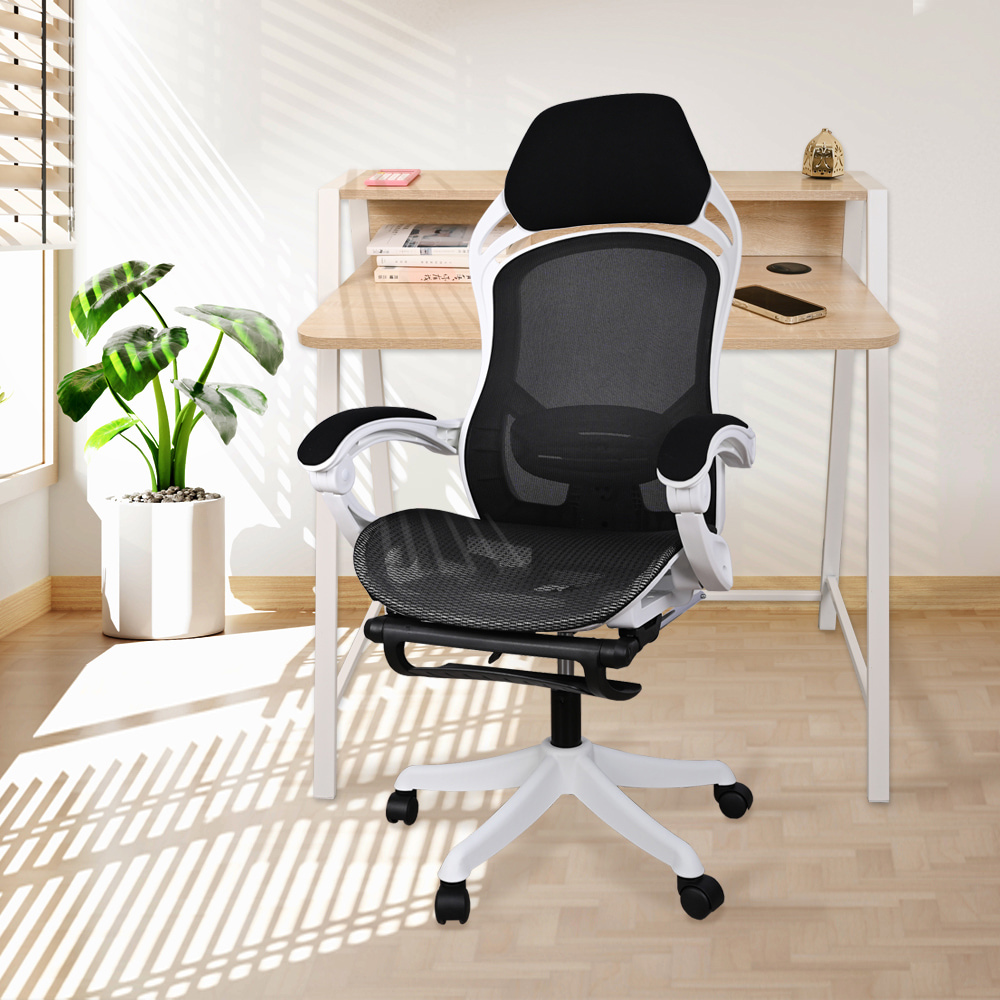 【AOTTO】高背透氣可擱腳電腦椅(電腦椅 辦公椅 網椅)