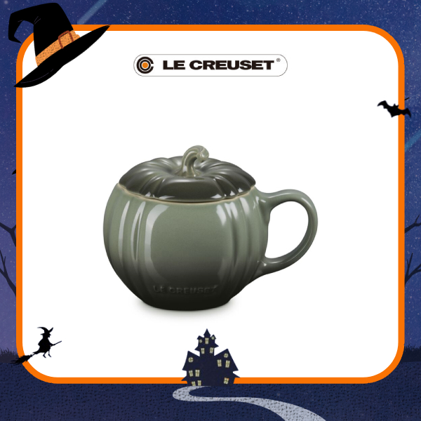 LE CREUSET瓷器萬聖節南瓜造型馬克杯 400ml 百里香綠