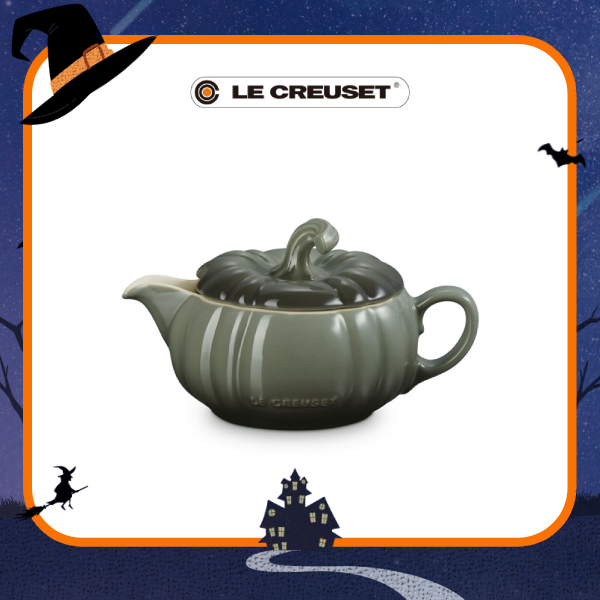 LE CREUSET瓷器萬聖節南瓜造型醬汁盅 400ml 百里香綠