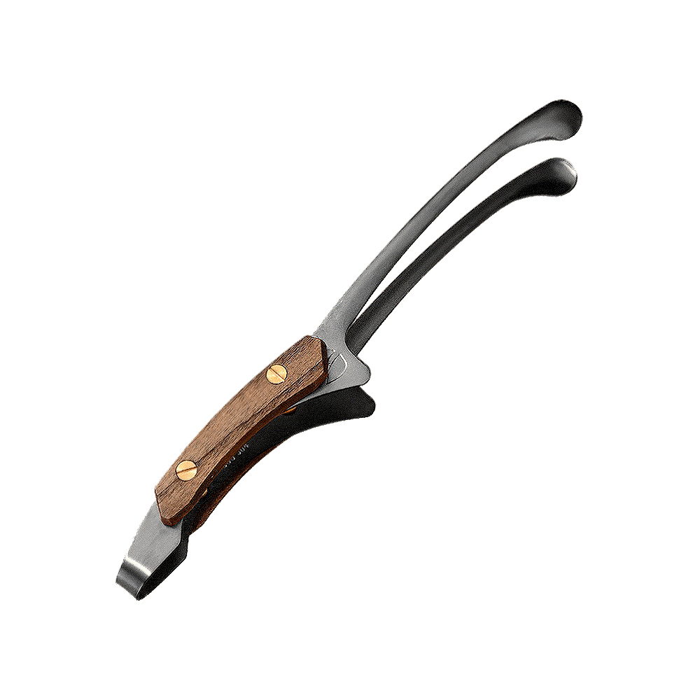 BESTHOT 304不鏽鋼實木柄可站立式烤肉夾/ 曜石黑