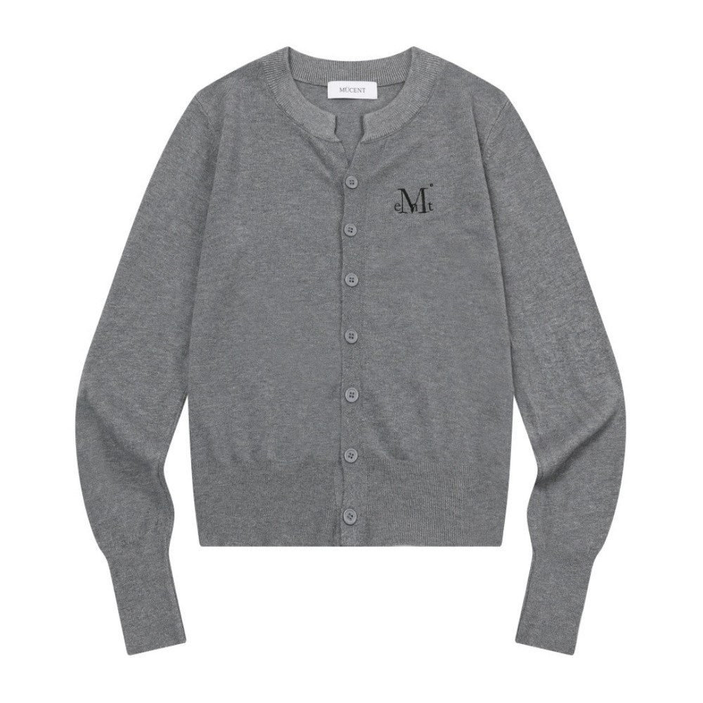 韓國 MUCENT MARAIS 7 BUTTON CROP HENRY NECK CARDIGAN 7扣短版針織開襟衫 灰色Gray