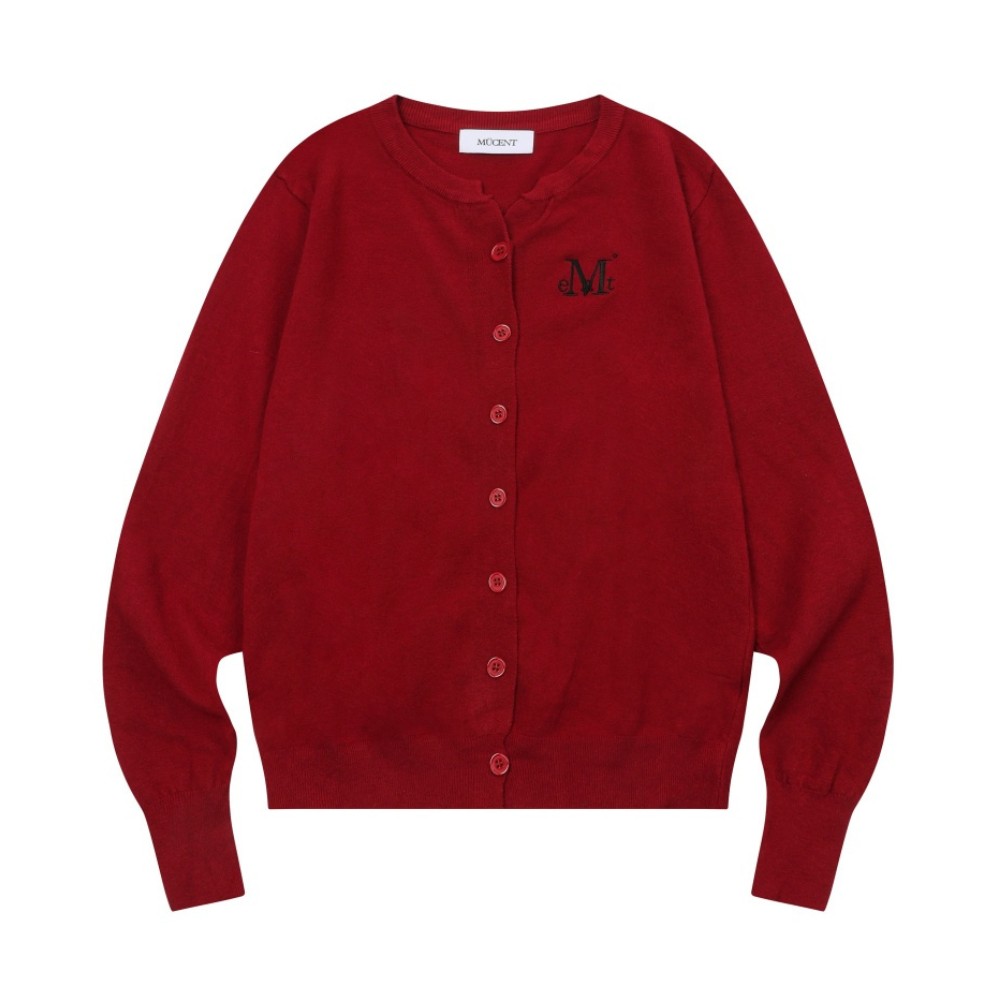 韓國 MUCENT MARAIS 7 BUTTON CROP HENRY NECK CARDIGAN 7扣短版針織開襟衫 紅色Red