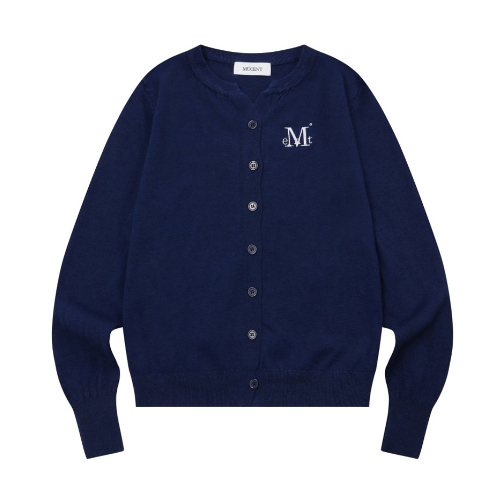 韓國 MUCENT MARAIS 7 BUTTON CROP HENRY NECK CARDIGAN 7扣短版針織開襟衫 海軍藍Navy