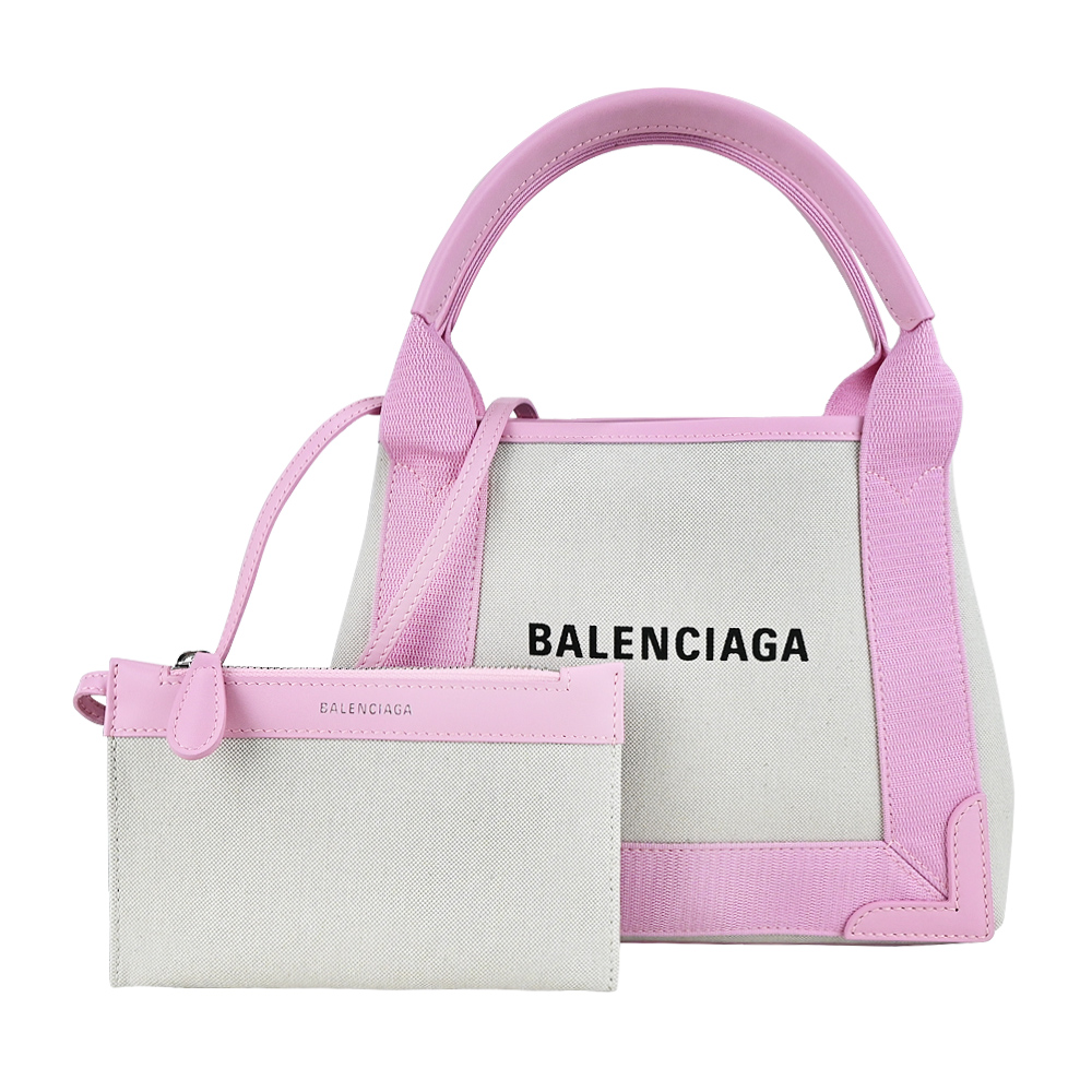 【展示品】 BALENCIAGA 巴黎世家 NAVY CABAS 帆布XS手提包/子母包(粉色)/ 平行輸入
