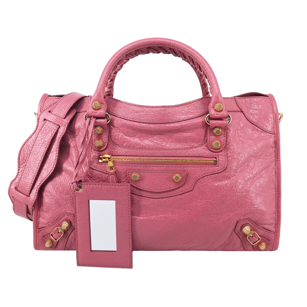 【展示品】 BALENCIAGA 巴黎世家 GIANT12 CITY 金釦機車包(粉色)/ 平行輸入