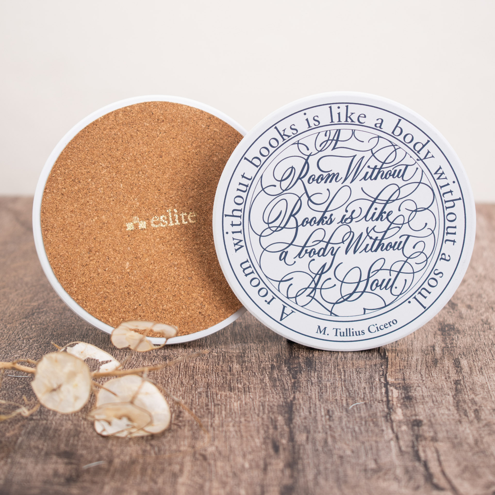 誠品愛書人系列/ 陶瓷杯墊/ 銅版體/ 靜夜藍