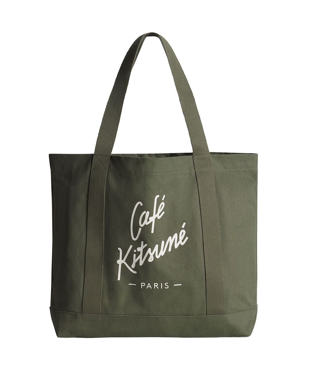 CAFÉ KITSUNÉ 深卡其手繪LOGO購物袋