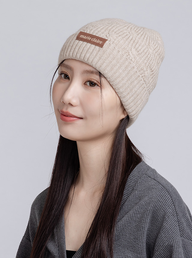 【ONEDER旺達棉品】美麗佳人針織毛帽/ 織標卡其2-3