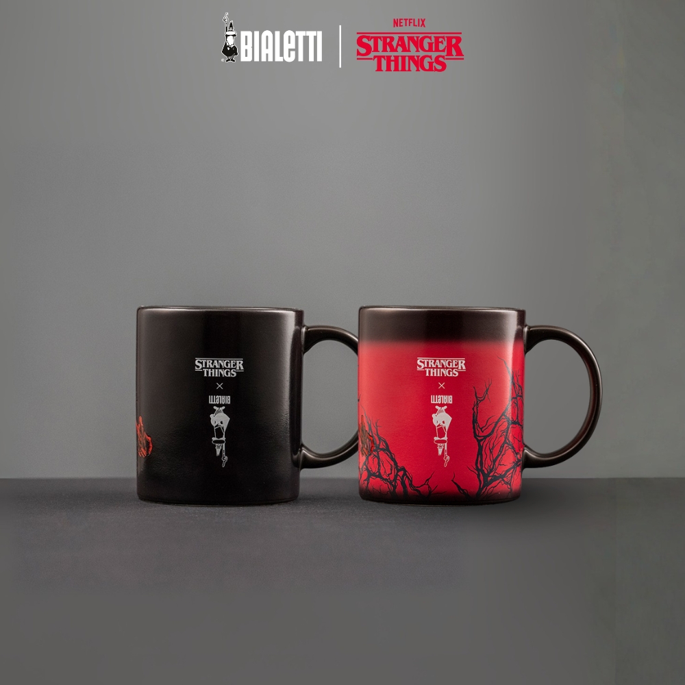【BIALETTI 比亞樂堤】 Stranger Things怪奇物語-詭影變色馬克杯-陶瓷咖啡杯300ml(黑變紅)