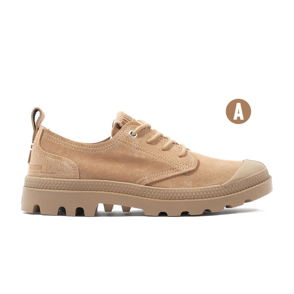 PALLADIUM PAMPA OX SKIN低筒麂皮休閒鞋-男鞋 女鞋-三色任選 (A)淺棕 5(23cm)