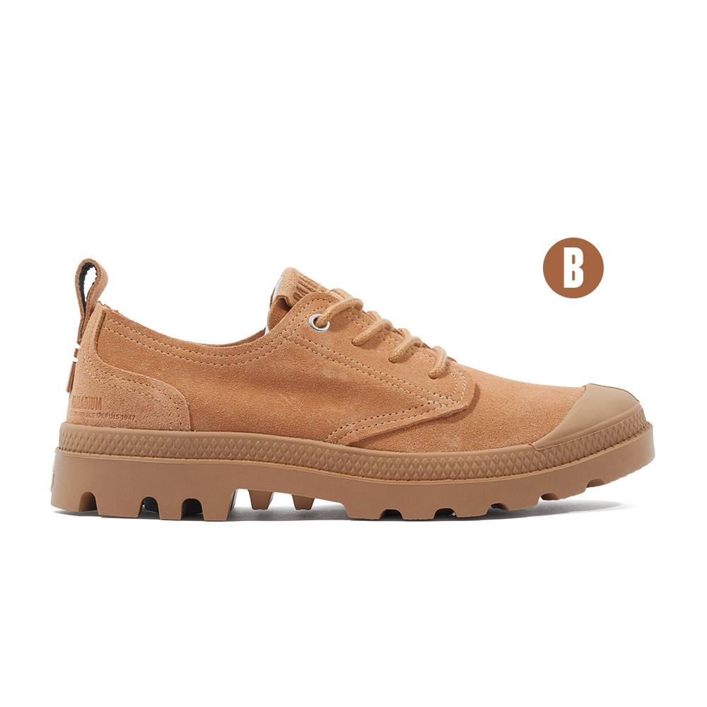 PALLADIUM PAMPA OX SKIN低筒麂皮休閒鞋-男鞋 女鞋-三色任選 (B)棕色 6.5(24.5cm)