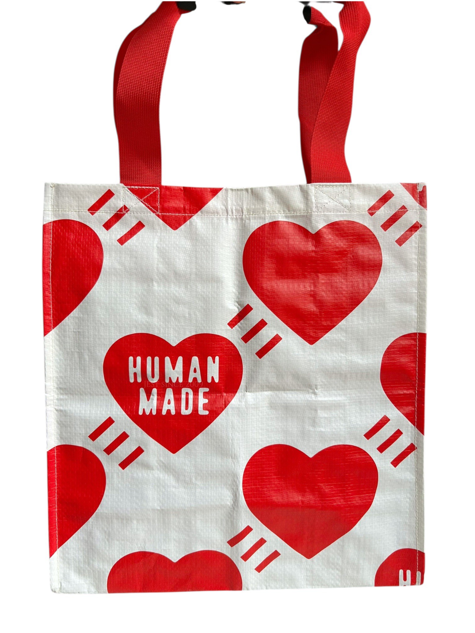 日本Human Made滿版愛心手提袋(HM00GD002RD9 紅白愛心手提肩背購物袋 
