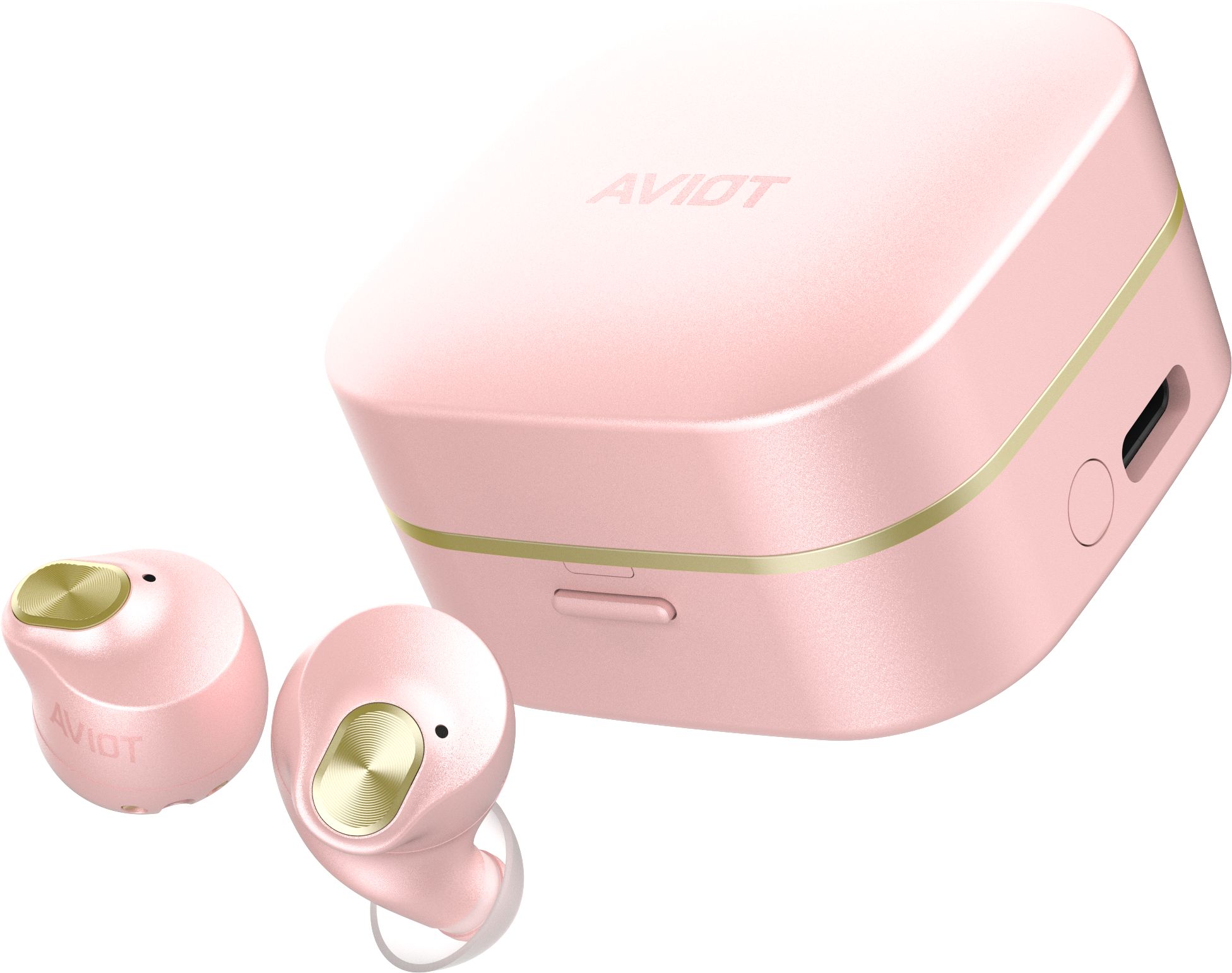 AVIOT TE-Q3R 高性能真無線藍牙耳機｜進階版 業界最小輕巧設計/ 粉紅石英