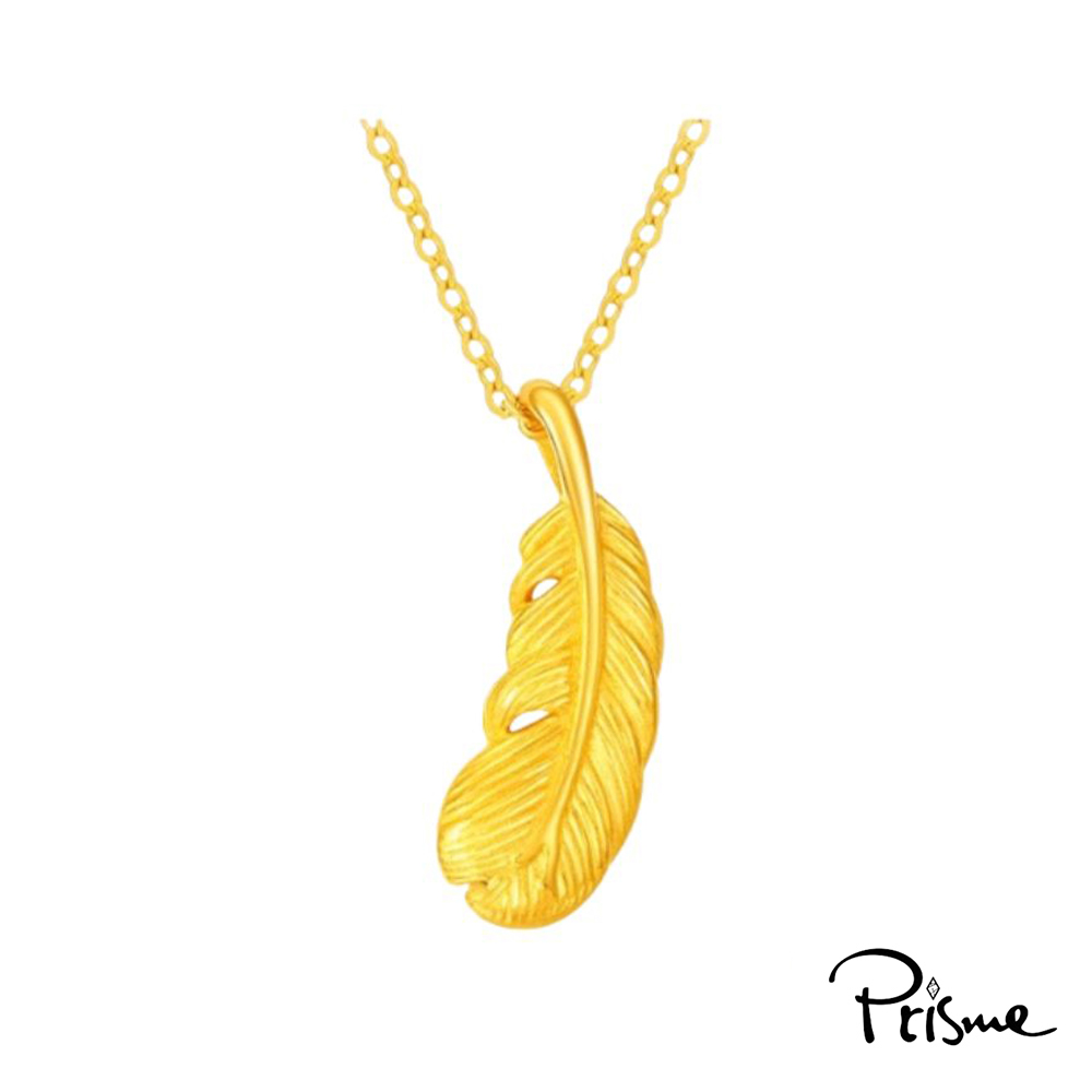 【Prisme Gold】黃金墜項鍊 999純金 天使羽毛 附贈鈦鍍金項鍊 (金重約0.02錢±0.01)