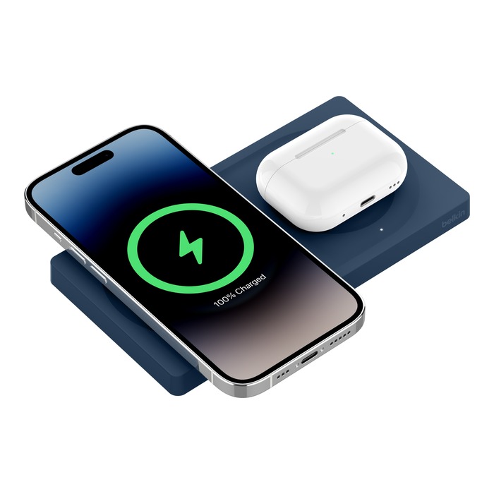 Belkin BoostCharge Pro Magsafe 2合1 15W無線充電板 WIZ019/ 藍