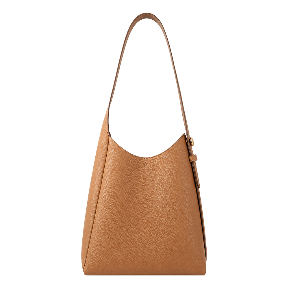 TORY BURCH ROMY HOBO 荔枝紋肩背包(小/提拉米蘇)/平行輸入