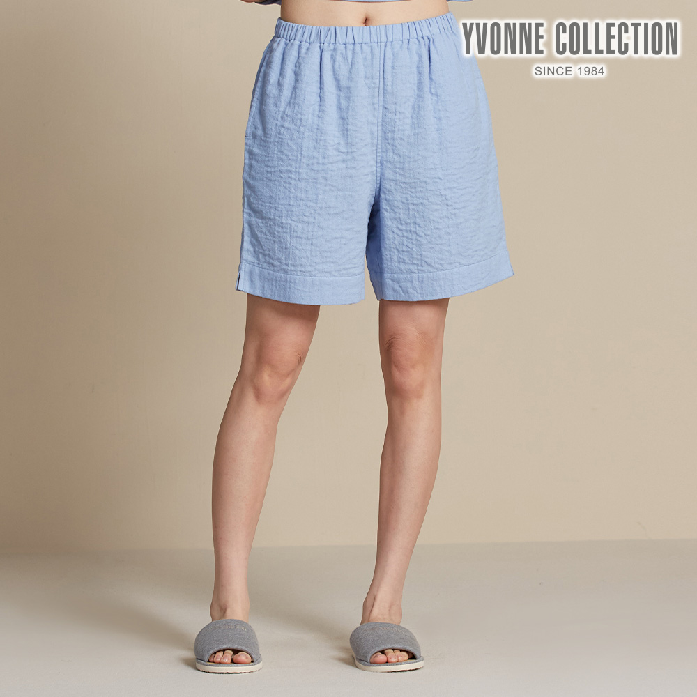 YVONNE COLLECTION 雙層紗短褲-灰藍L