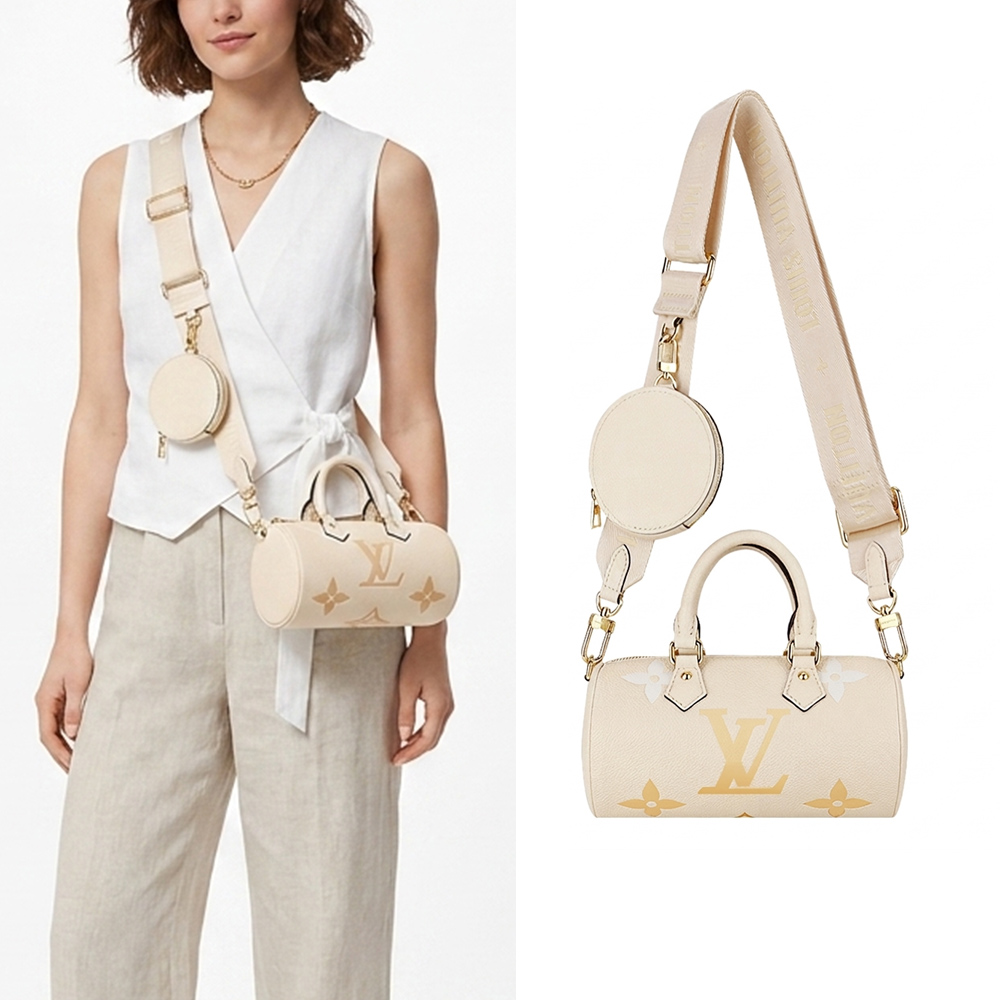 Louis Vuitton Papillon Trunk Empreinte皮革圓桶包 (米色) /平行輸入
