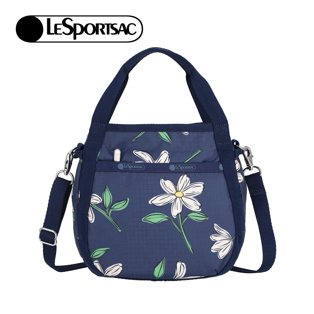 Lesportsac Small Jenni Crossbody 斜背手提水桶包 兩用包 側背包 送禮 禮物 女包(海軍藍花卉)